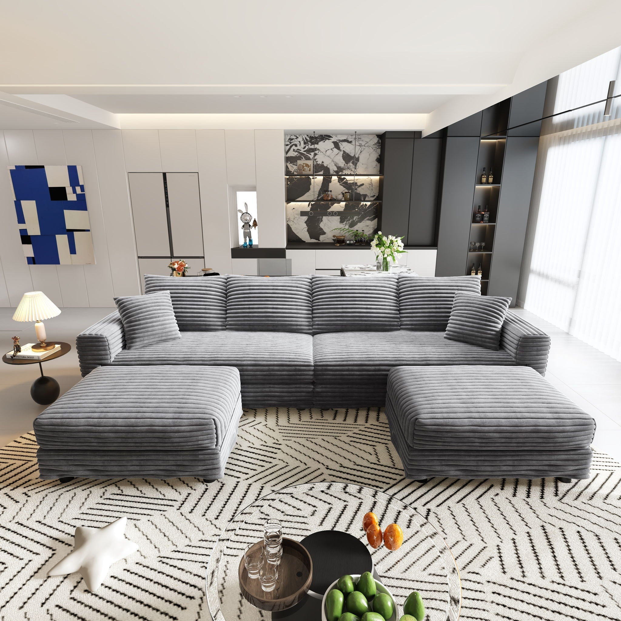 Modern Upholstered Cloud Couch Deep Seat Sofa