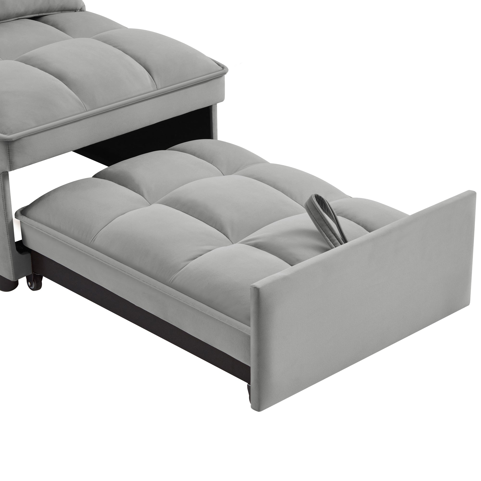 4 in 1 Multi-Function Single Sofa Bed with Storage Pockets Gray