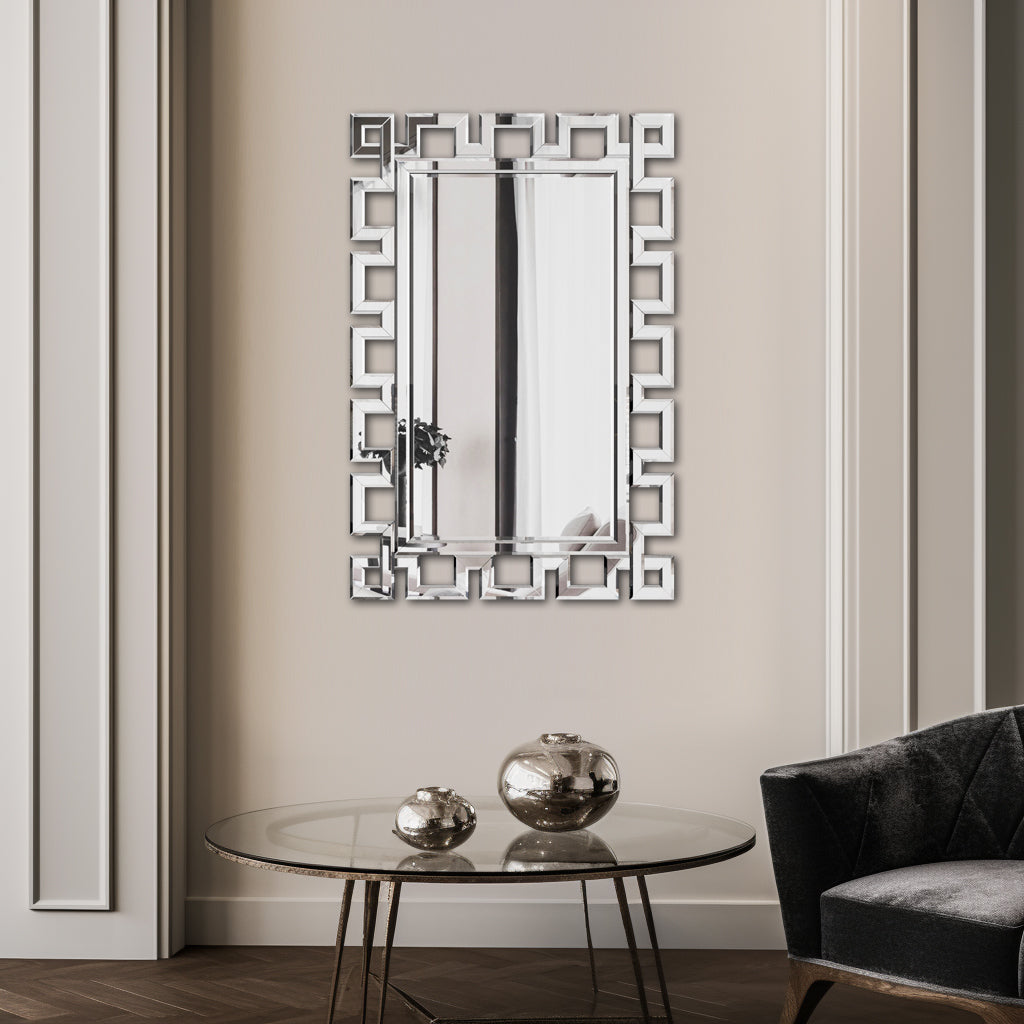 Large Silver Rectangular Wall Mirror HD Clear Reflection