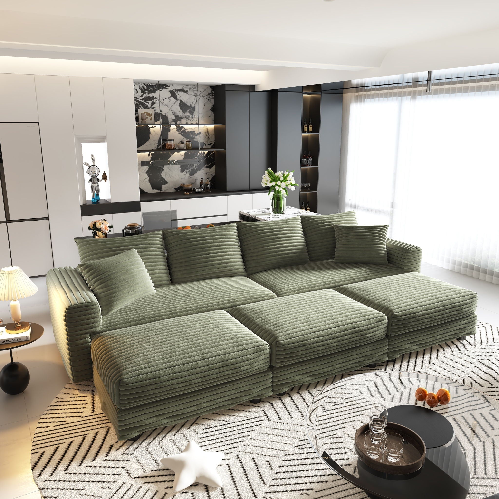 Modern Upholstered Cloud Couch Deep Seat Sofa