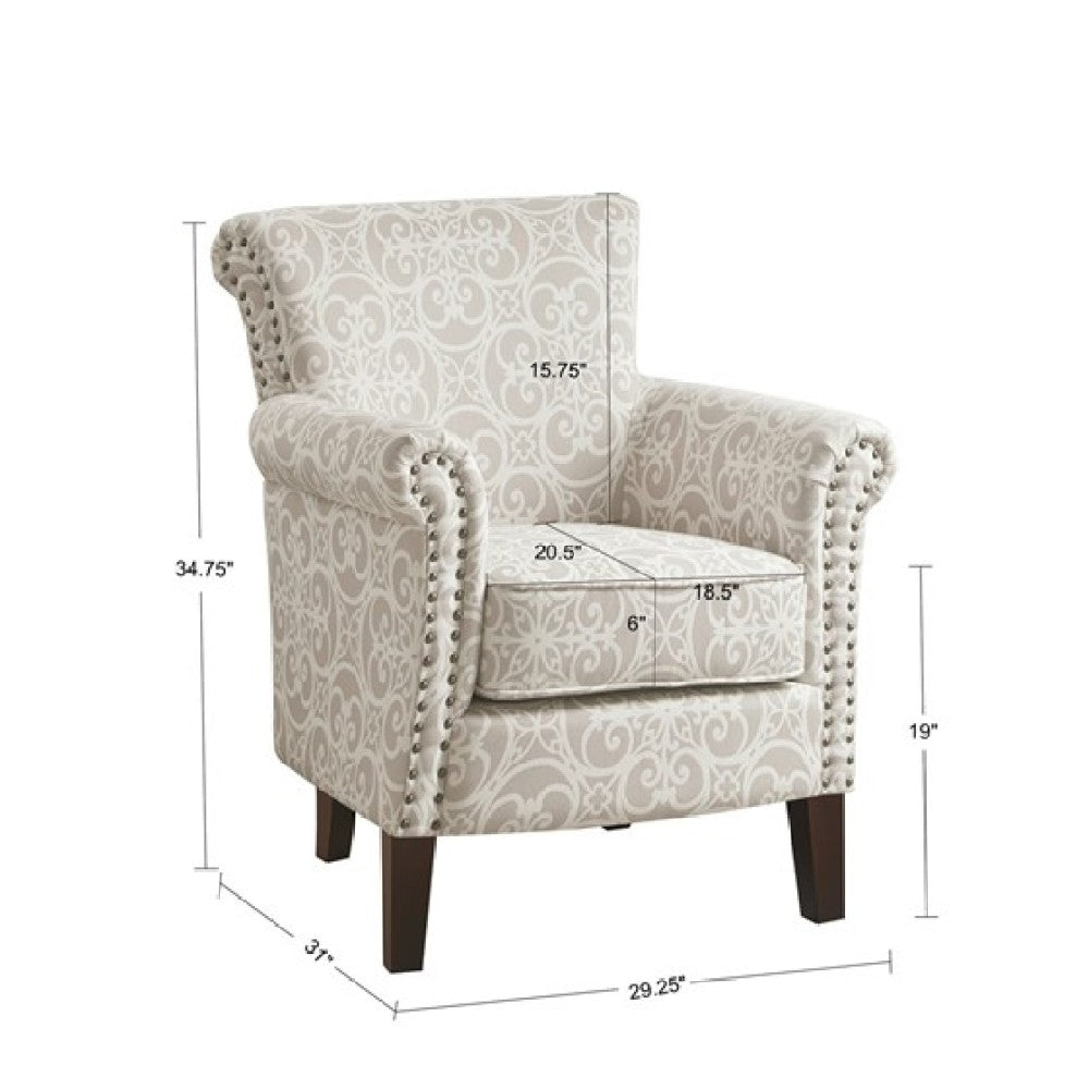 Tight Back Club Chair Nailhead Trim Solid Legs