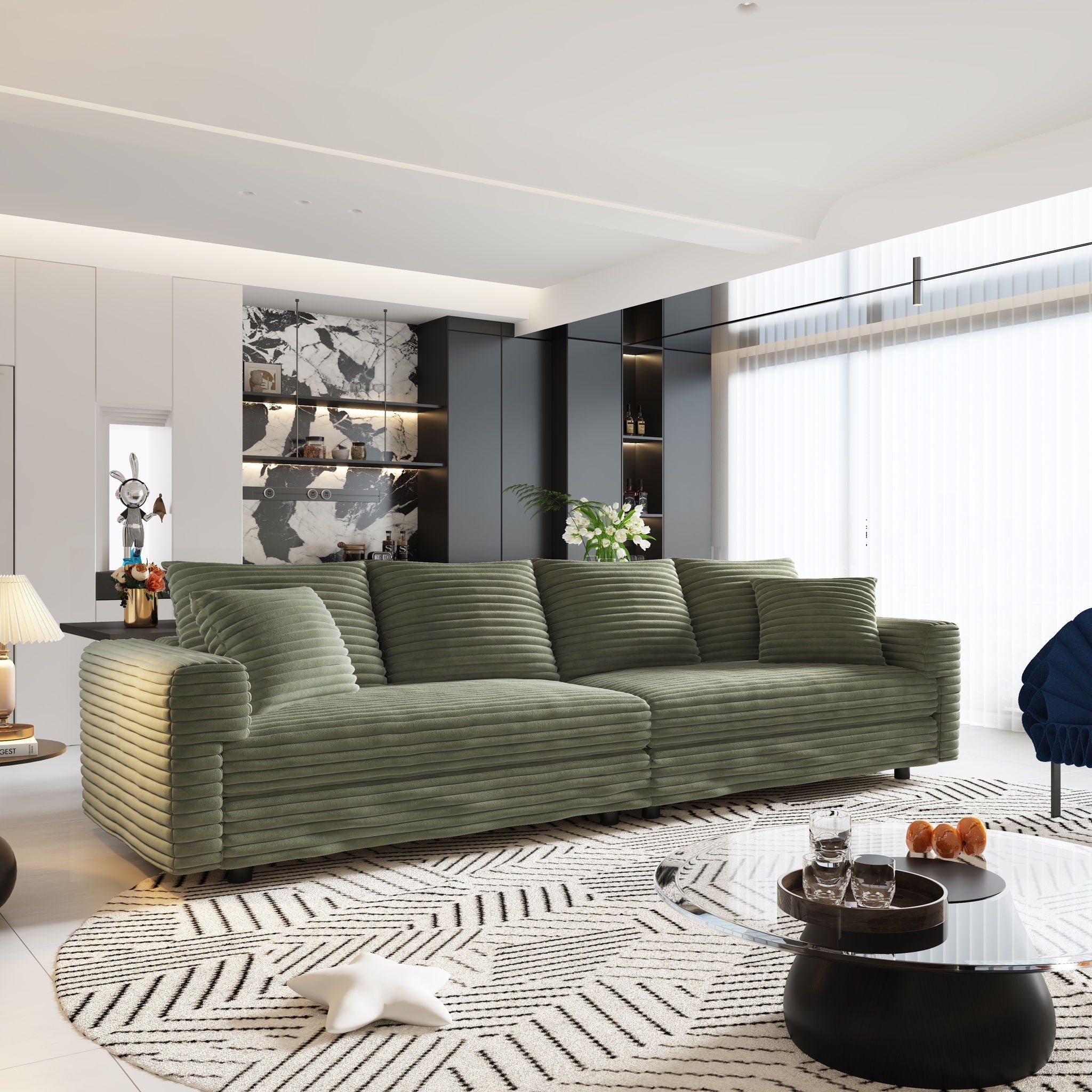 Modern Upholstered Cloud Couch Deep Seat Sofa