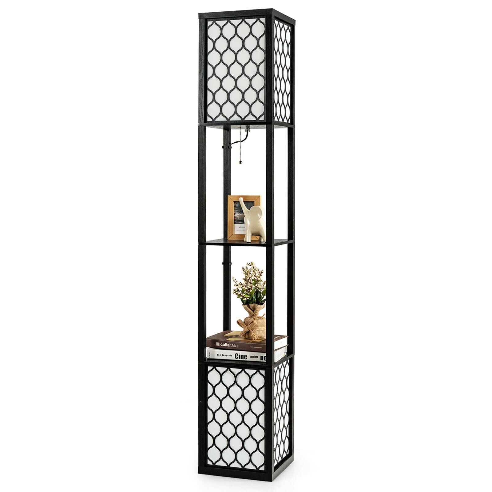 Modern Shelf Floor Lamp With Double Pull Chains