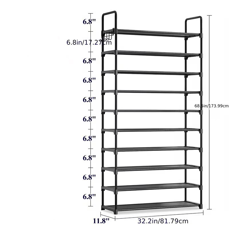 Multi-Layer Shoe Rack Organizer With Entryway Hooks