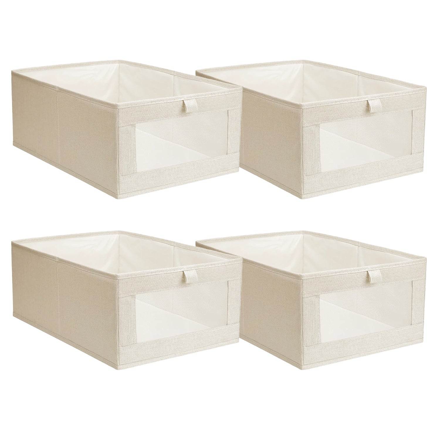4-Pack Foldable Linen Storage Bins With Clear Window