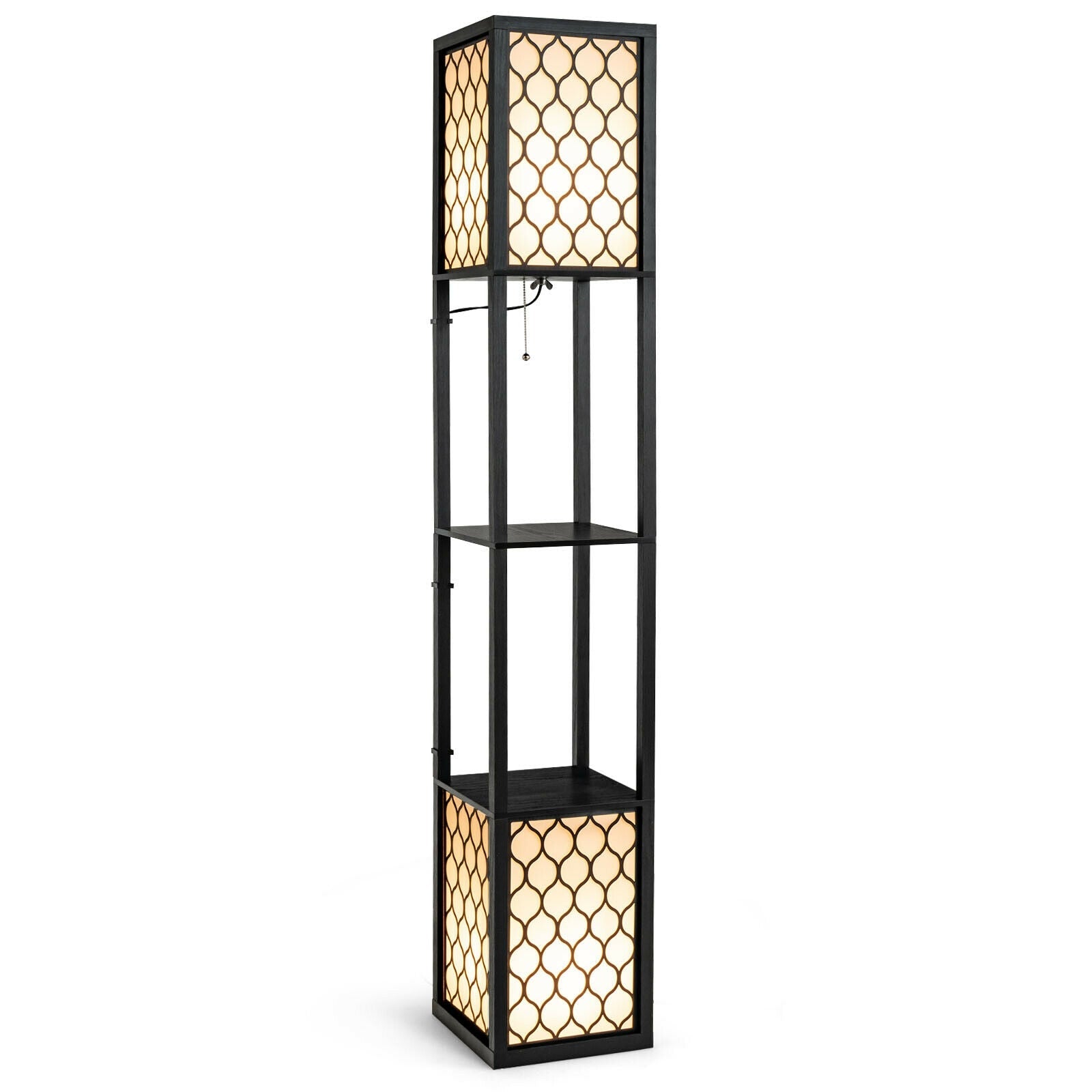 Modern Shelf Floor Lamp With Double Pull Chains