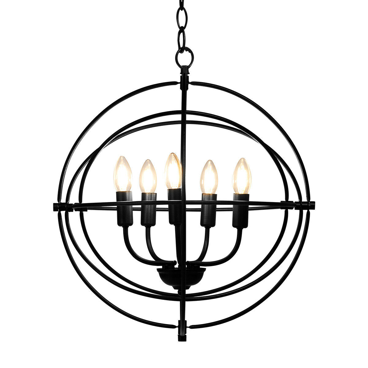 20-Inch 5-Light Metal Chandelier With Pivoting Rings
