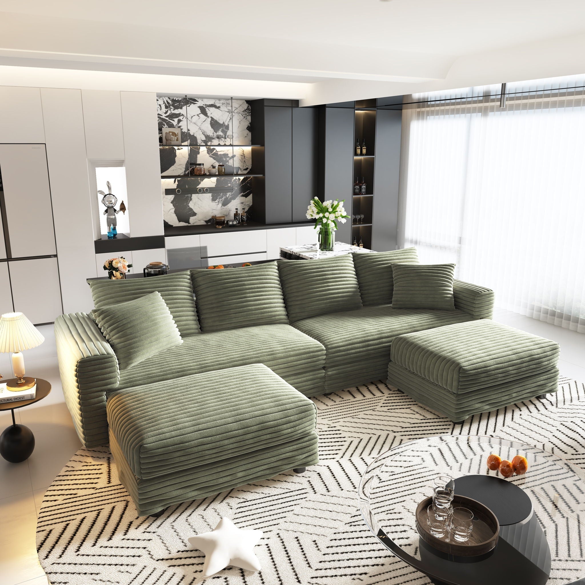 Modern Upholstered Cloud Couch Deep Seat Sofa