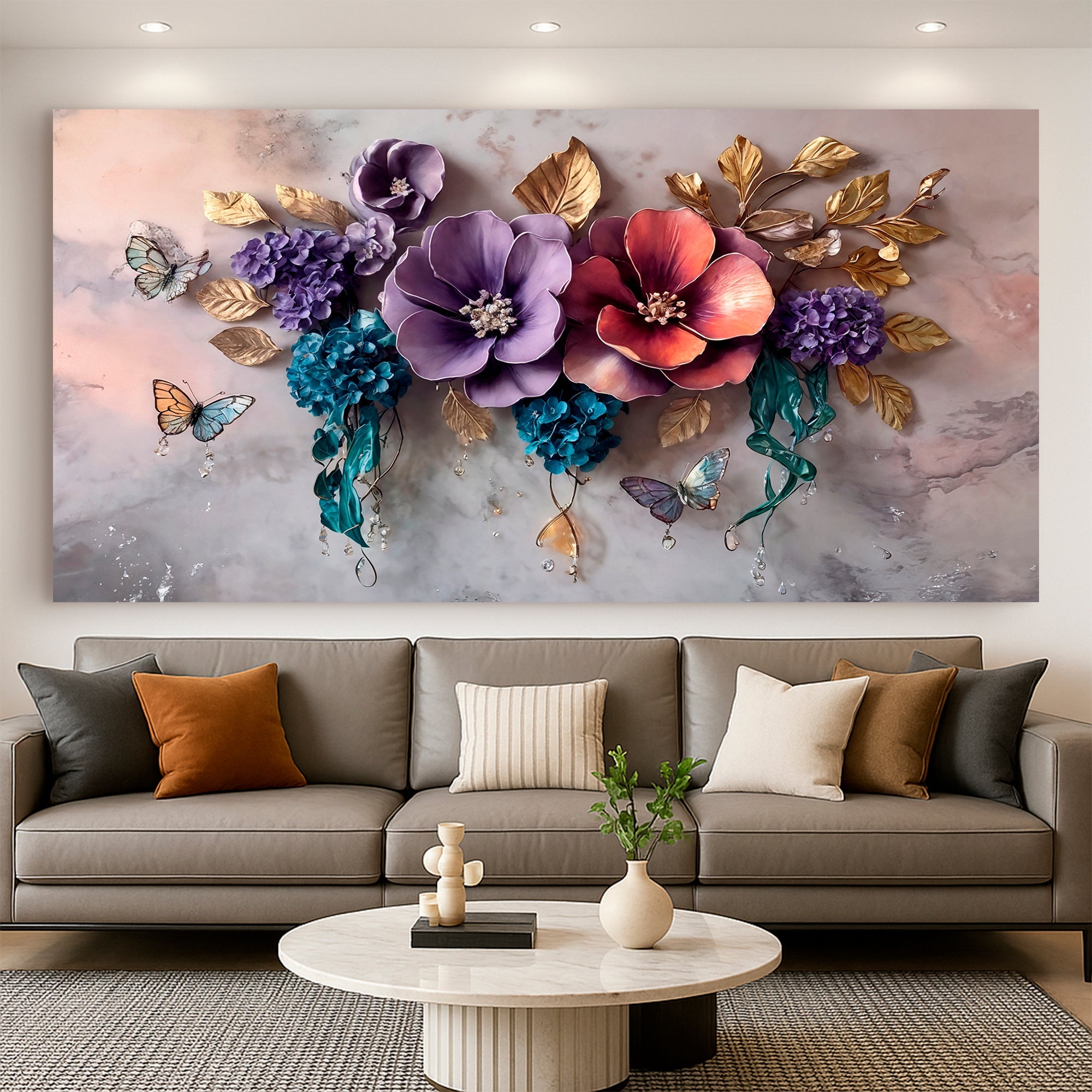 Floral Symphony Wall Art Elegant Home Decoration