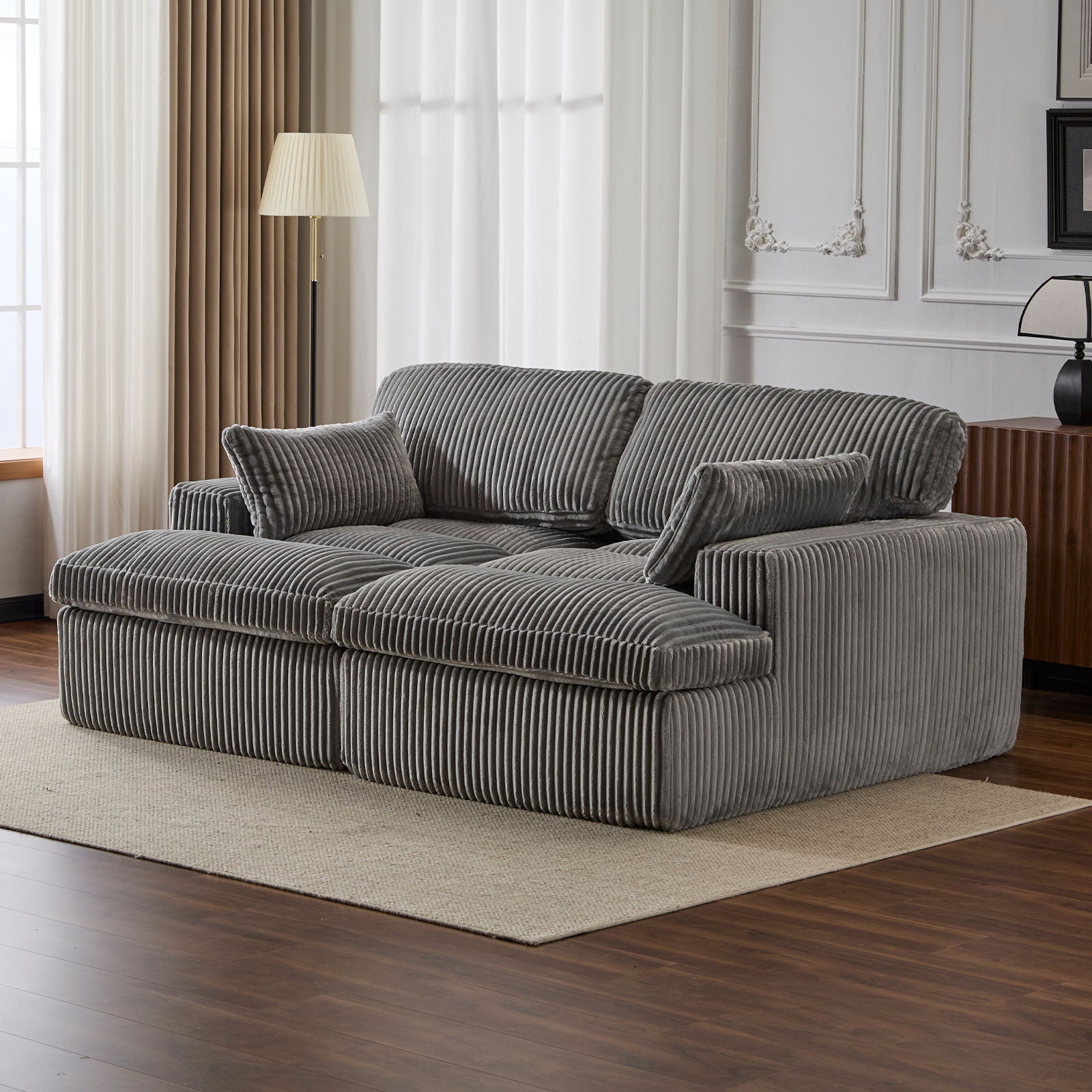 Oversized Double Chaise Lounge Chair Upholstered Cloud Couch