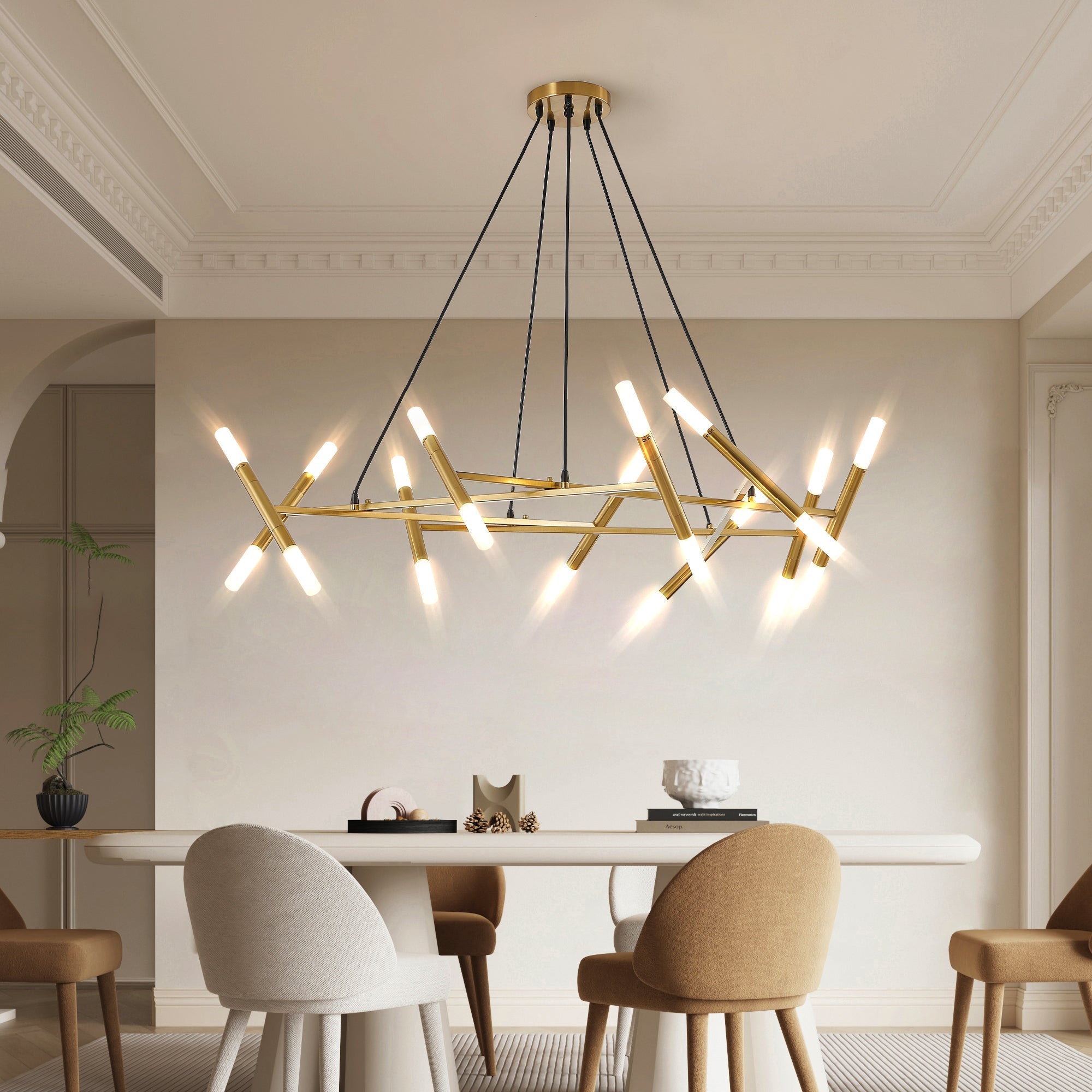 41" Golden Modern Branch Design Chandelier Light Fixture