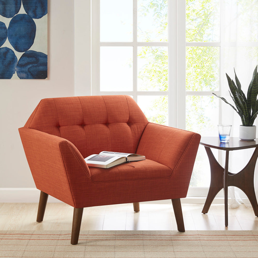 Mid-Century Modern Lounge Chair Button Tufted Legs