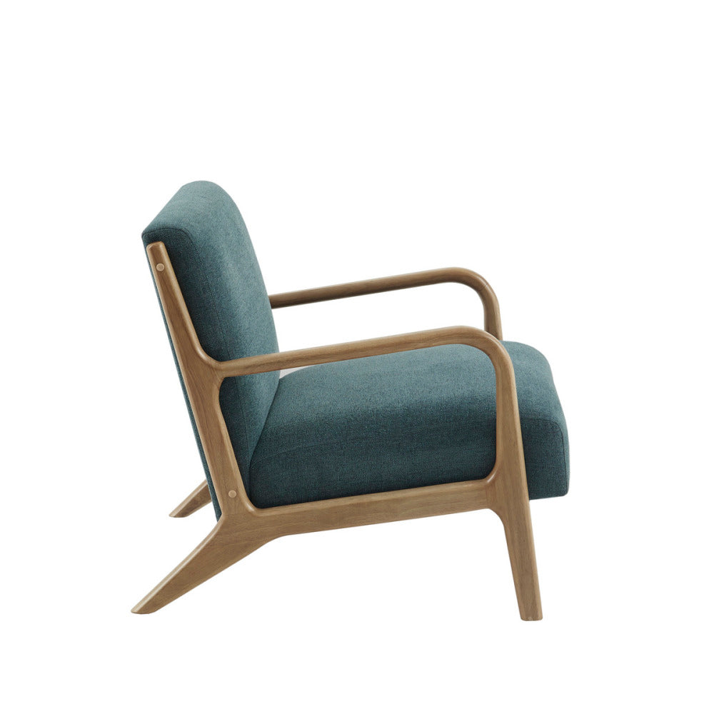 Mid-Century Modern Lounge Chair Rubberwood Upholstered Comfort