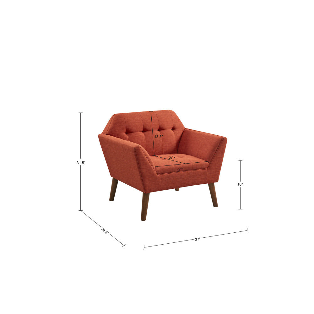 Mid-Century Modern Lounge Chair Button Tufted Legs