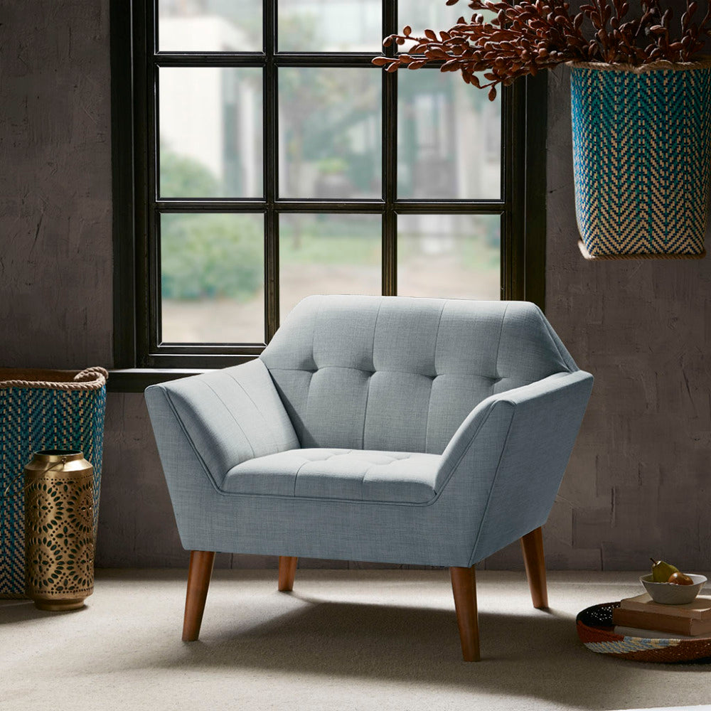 Mid-Century Modern Lounge Chair Button Tufted Legs