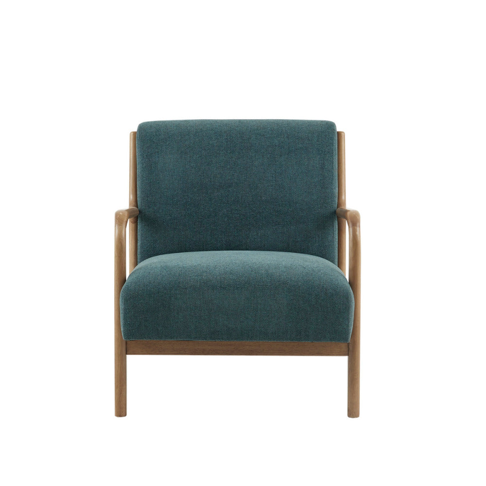 Mid-Century Modern Lounge Chair Rubberwood Upholstered Comfort