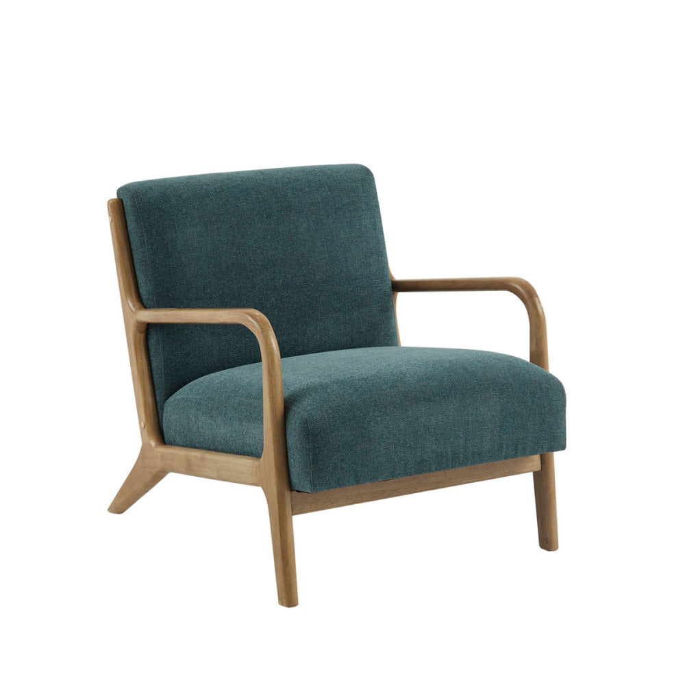 Mid-Century Modern Lounge Chair Rubberwood Upholstered Comfort