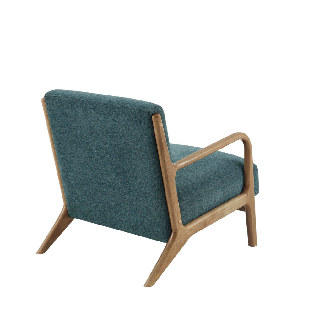 Mid-Century Modern Lounge Chair Rubberwood Upholstered Comfort