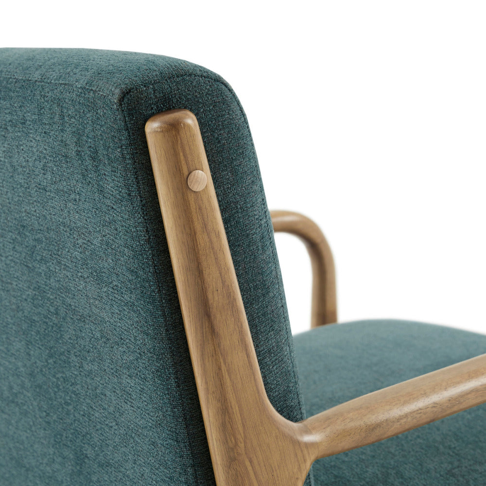 Mid-Century Modern Lounge Chair Rubberwood Upholstered Comfort