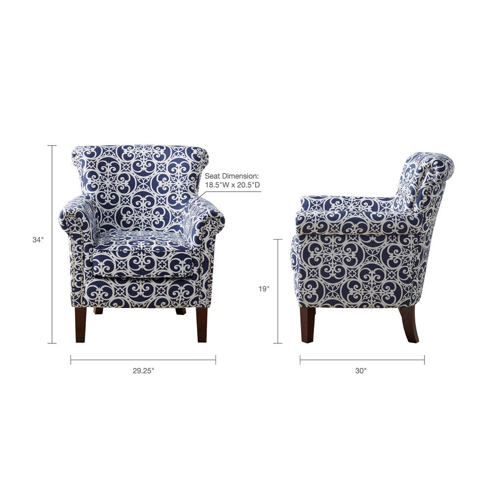 Tight Back Club Chair Nailhead Trim Solid Legs
