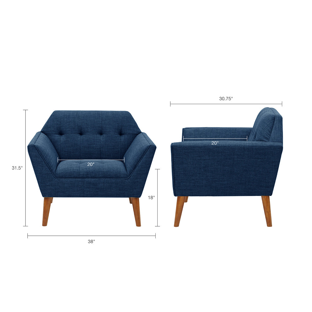 Mid-Century Modern Lounge Chair Button Tufted Legs