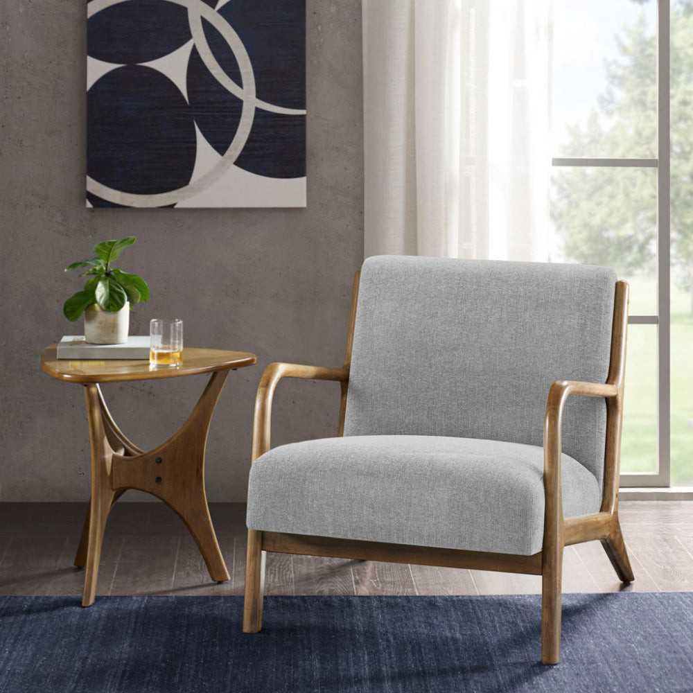 Mid-Century Modern Lounge Chair Rubberwood Upholstered Comfort