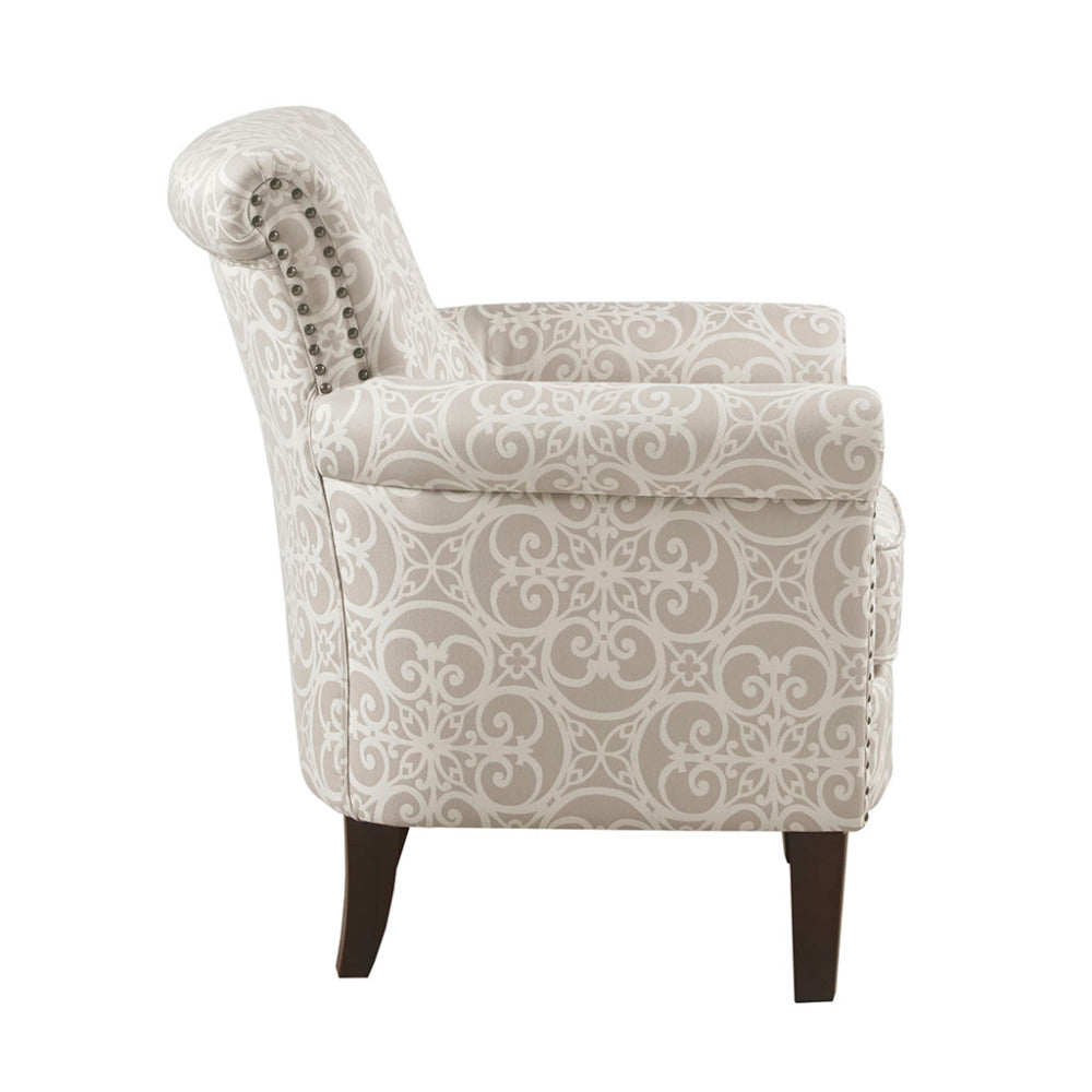 Tight Back Club Chair Nailhead Trim Solid Legs