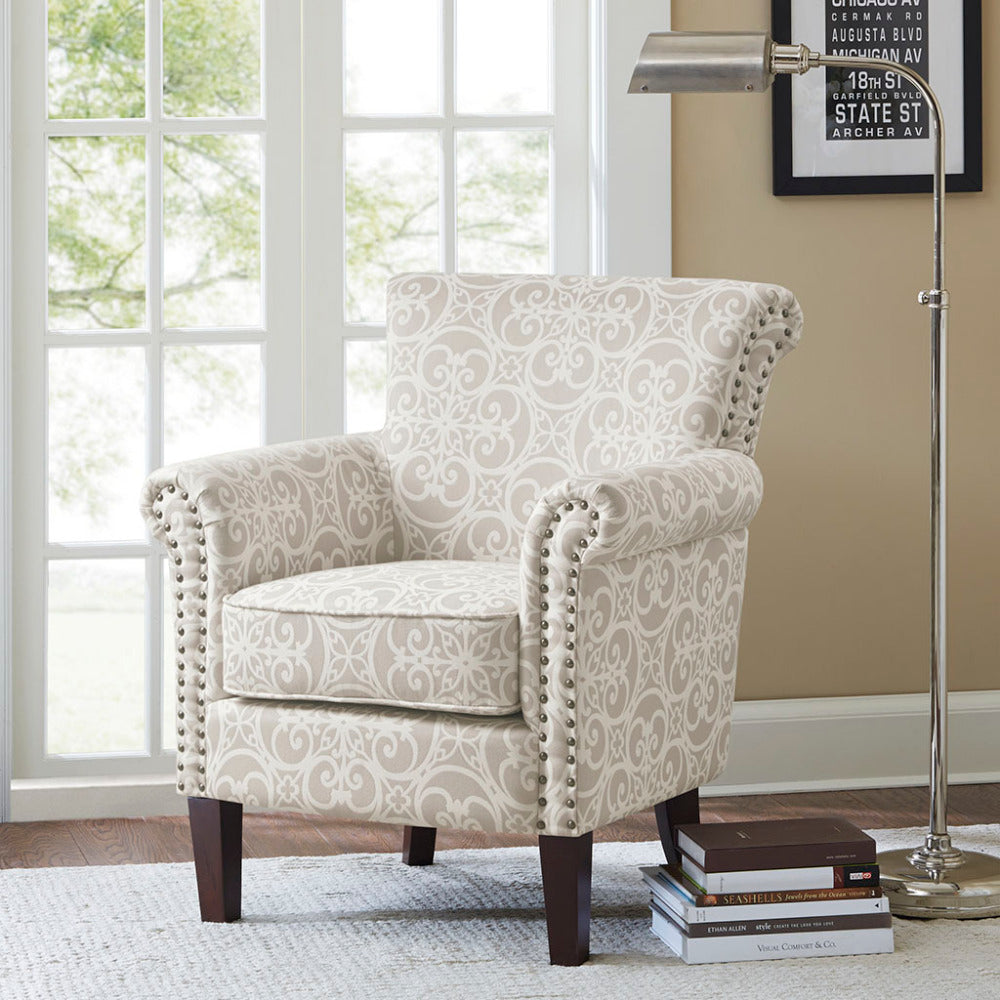 Tight Back Club Chair Nailhead Trim Solid Legs