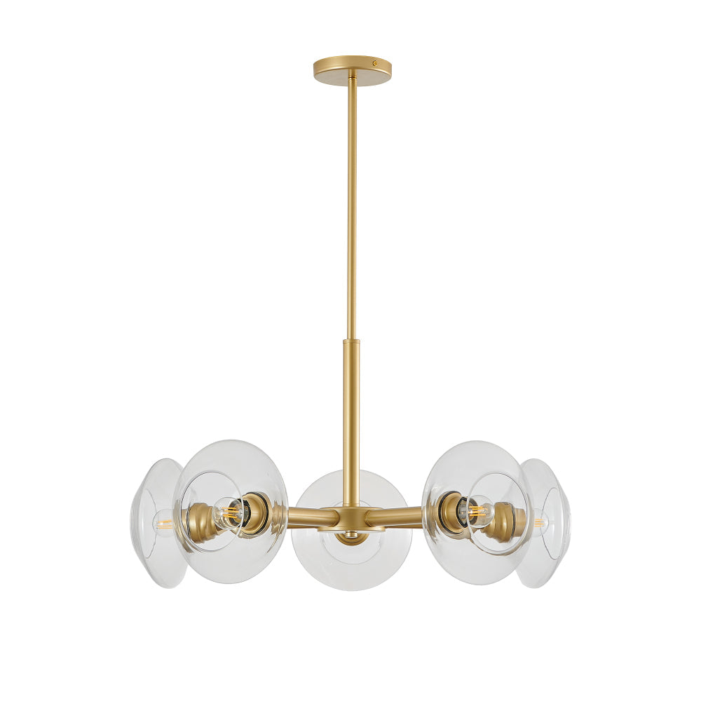 Gold Sputnik Chandelier Mid-Century Modern Glass Pendant