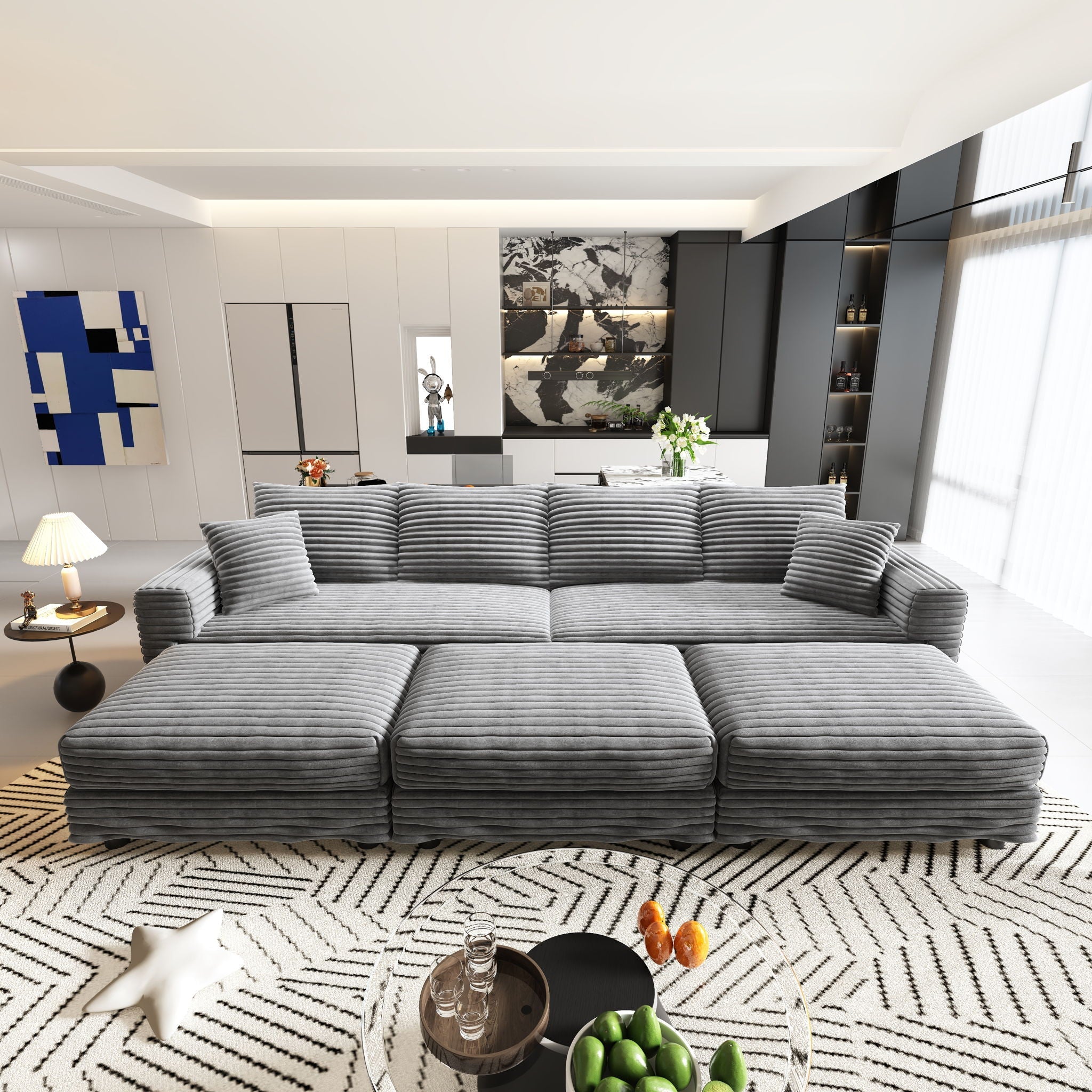 Modern Upholstered Cloud Couch Deep Seat Sofa