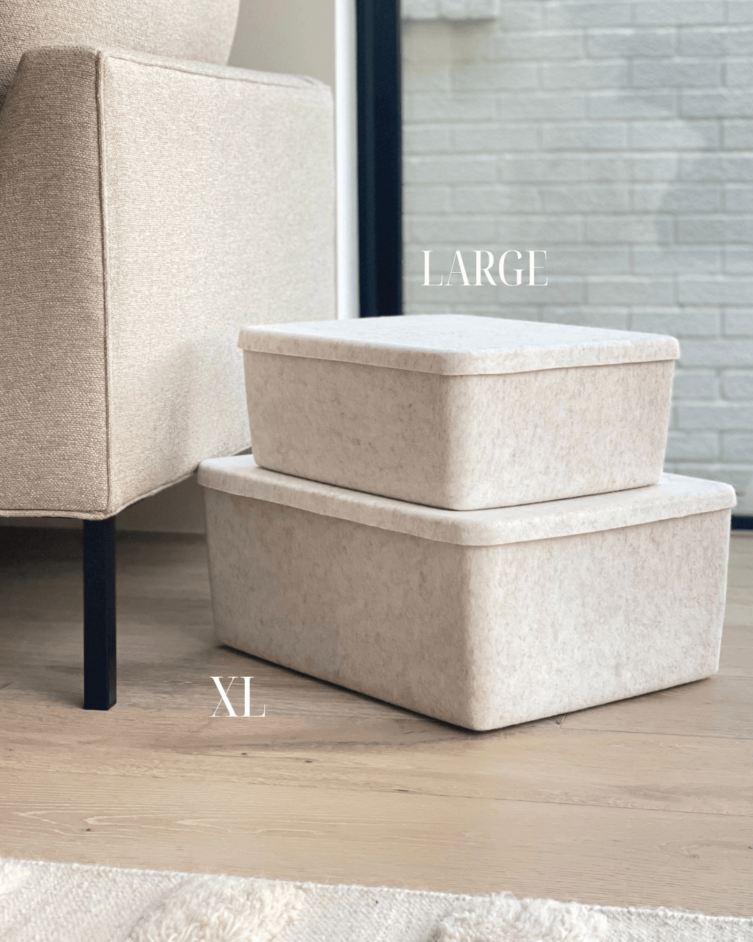 Set of 3 Large Sculpted Storage Bins With Lids
