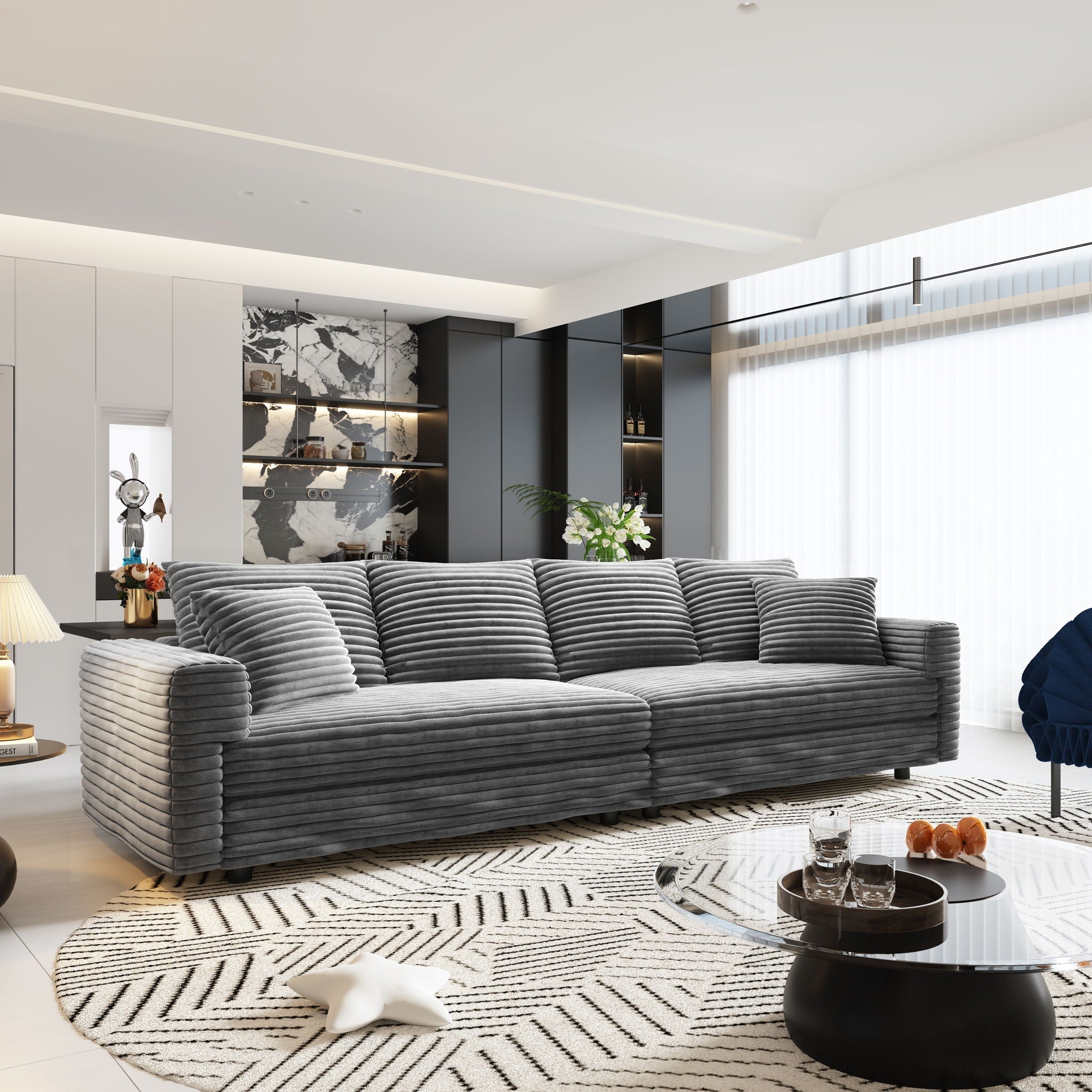Modern Upholstered Cloud Couch Deep Seat Sofa