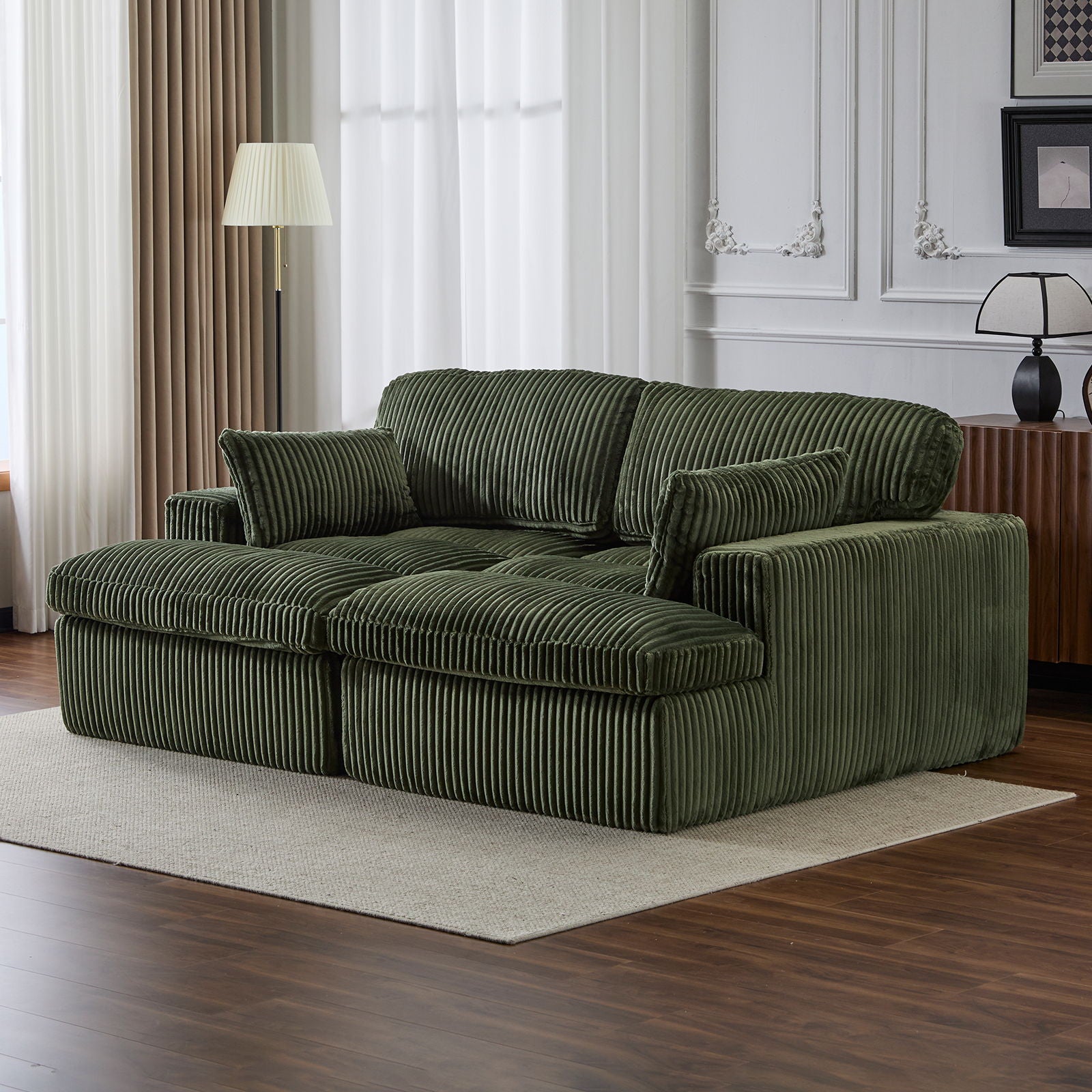 Oversized Double Chaise Lounge Chair Upholstered Cloud Couch
