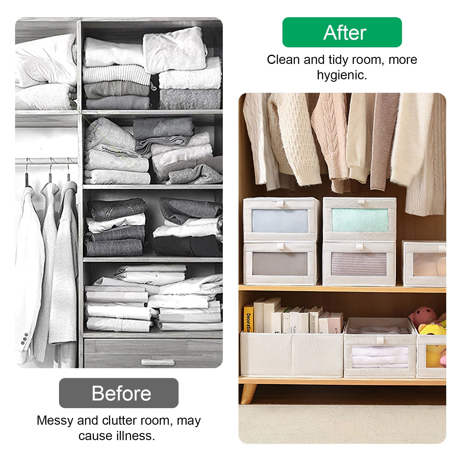 4-Pack Foldable Linen Storage Bins With Clear Window