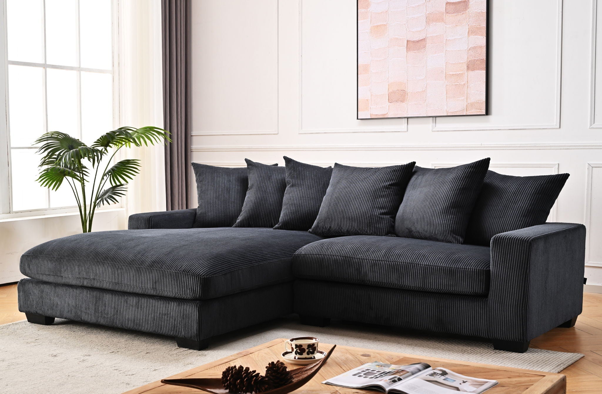 Oversized L-Shaped Sectional Sofa With Chaise