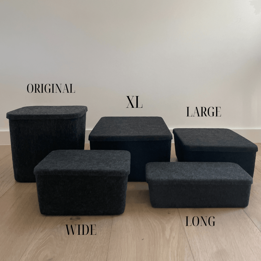 Set of 3 Large Sculpted Storage Bins With Lids