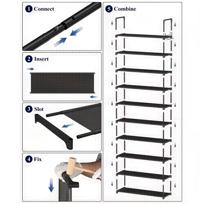 Multi-Layer Shoe Rack Organizer With Entryway Hooks