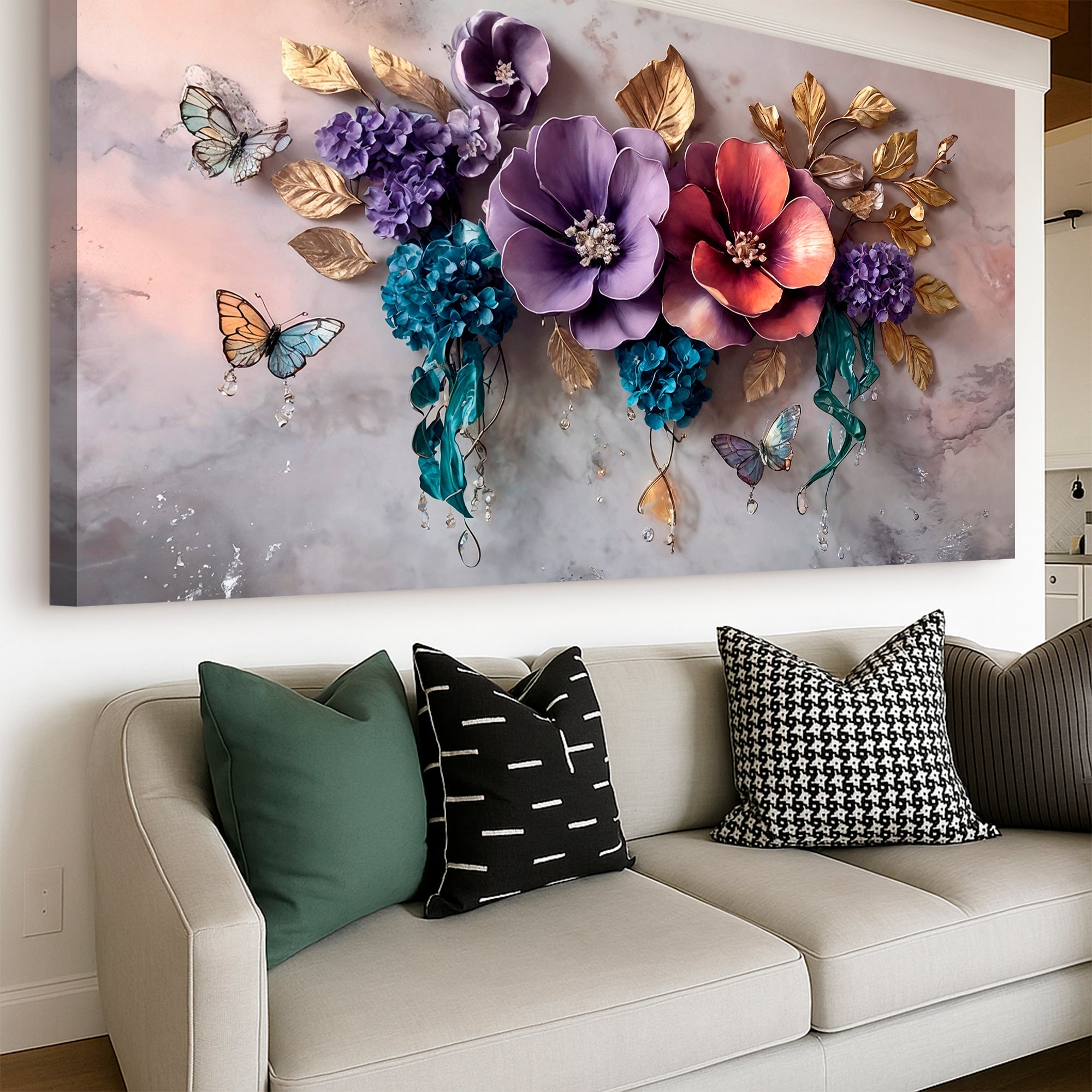 Floral Symphony Wall Art Elegant Home Decoration