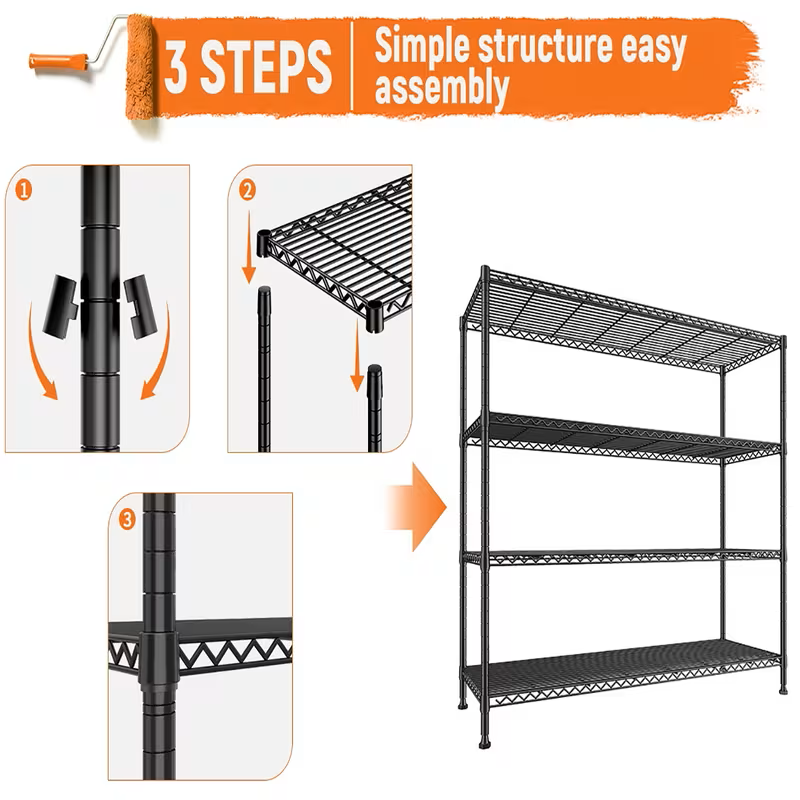 Adjustable Wire Shelving Rack Multi-Tier Storage Organizer