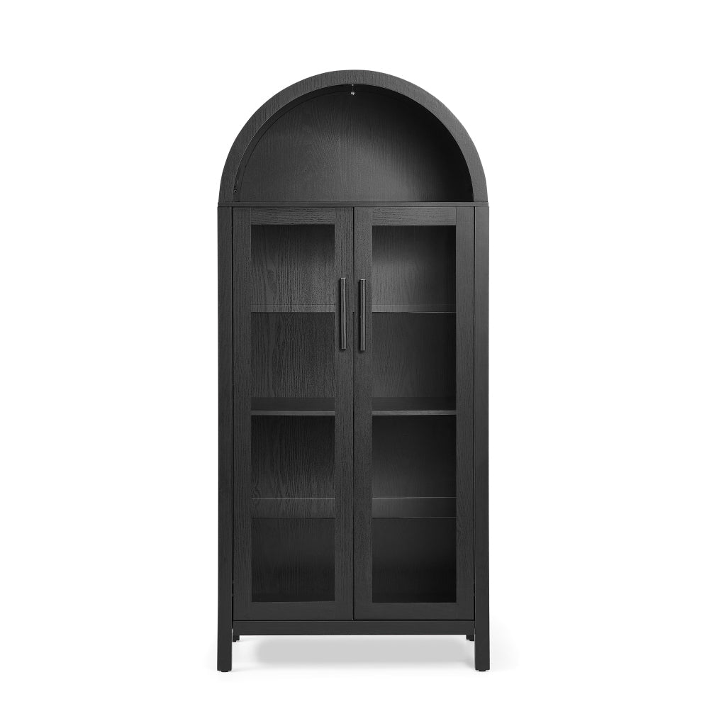 Modern Wood Glass Display Cabinet With LED Light