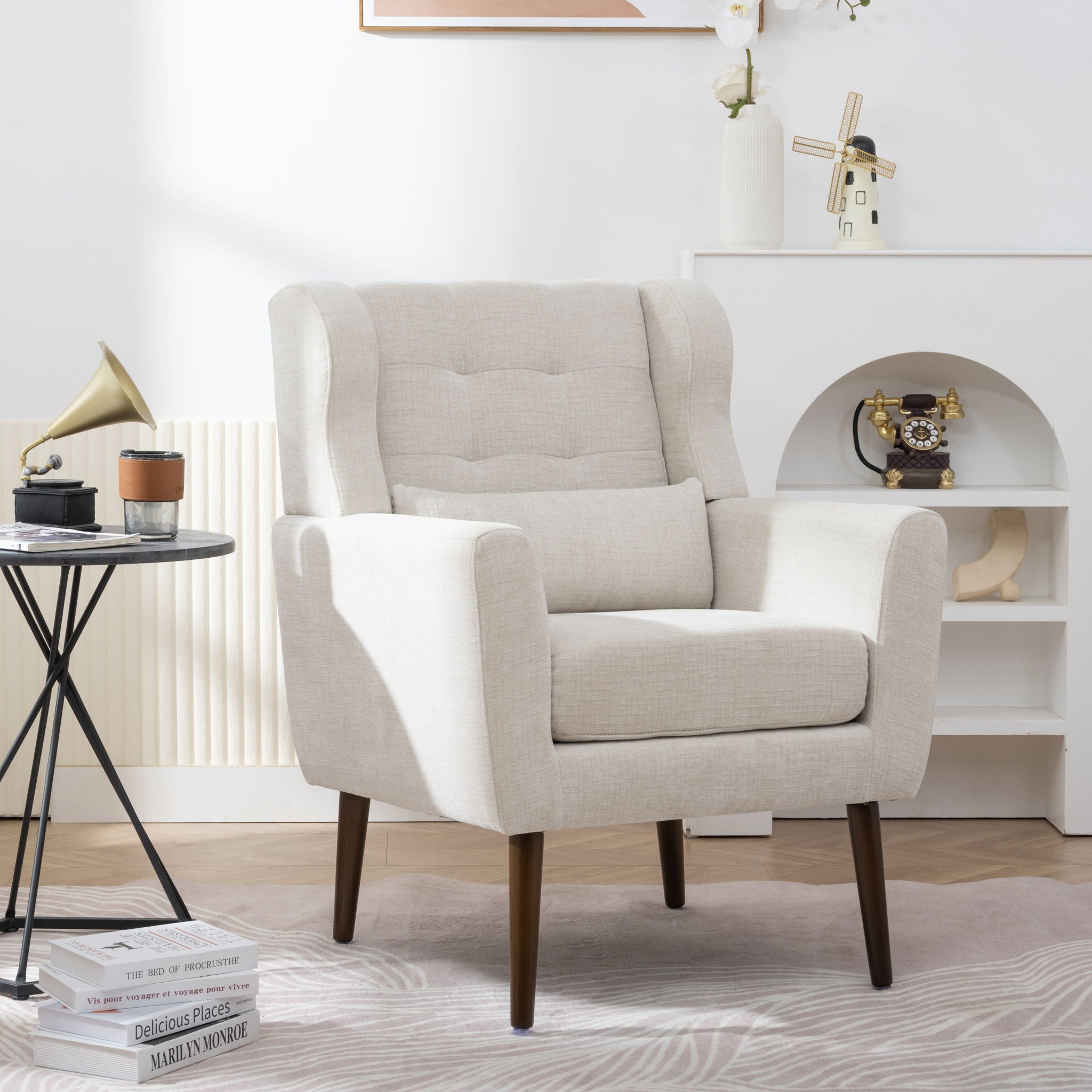 Modern Upholstered Accent Chair Foam Filled Lounge Armchair