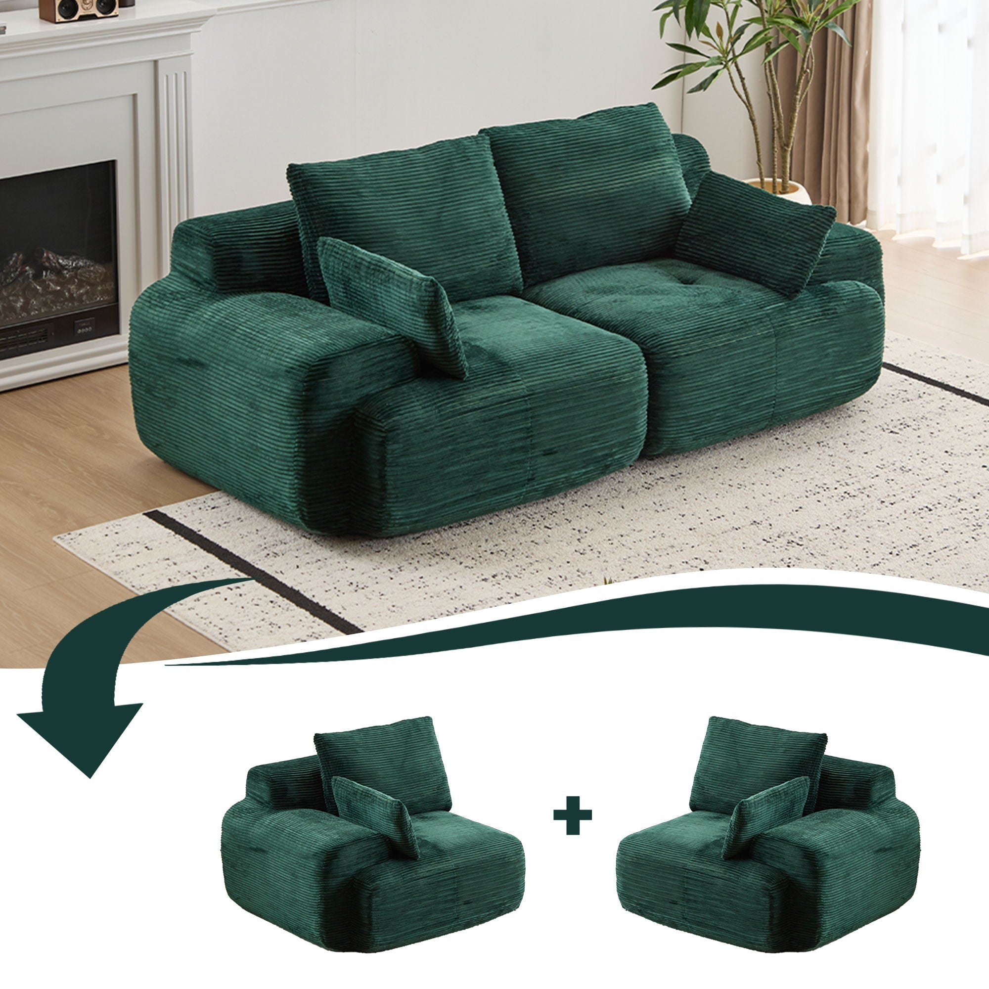2-Seater Large Sectional Sofa Couch Living Room