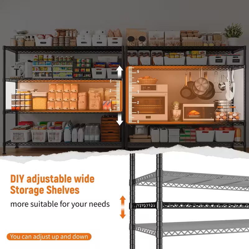 Adjustable Wire Shelving Rack Multi-Tier Storage Organizer