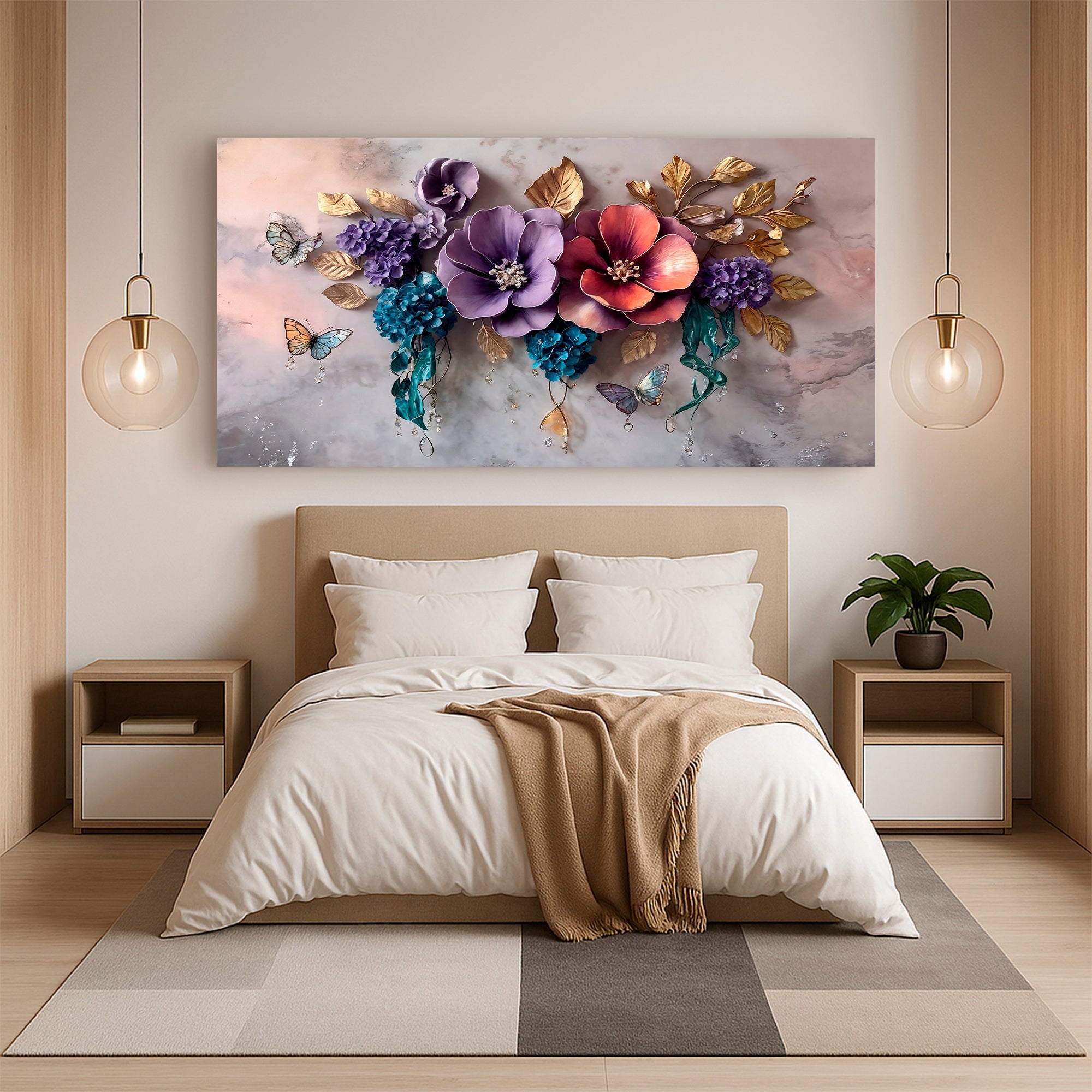 Floral Symphony Wall Art Elegant Home Decoration