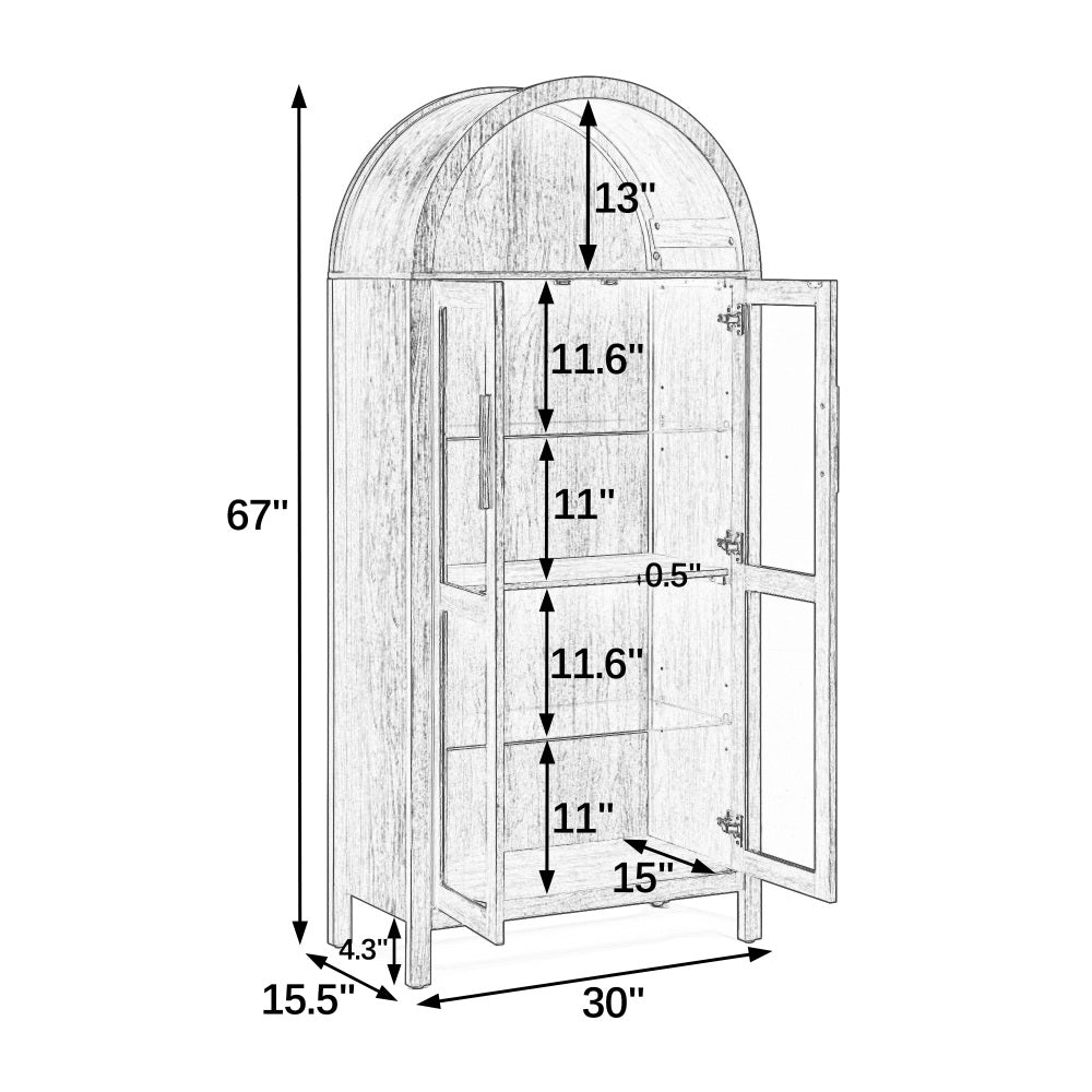 Modern Wood Glass Display Cabinet With LED Light