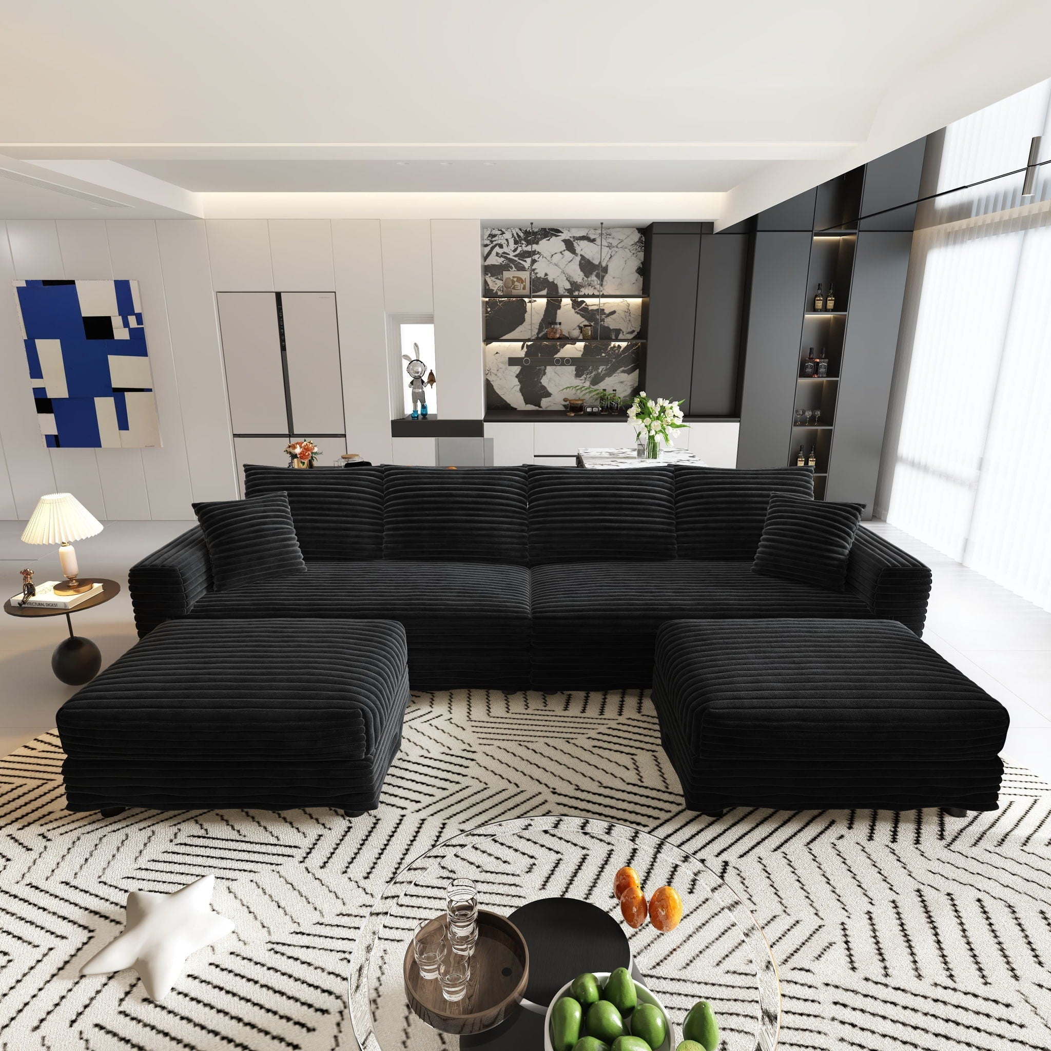 Modern Upholstered Cloud Couch Deep Seat Sofa