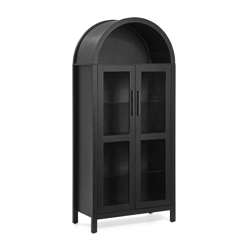 Modern Wood Glass Display Cabinet With LED Light