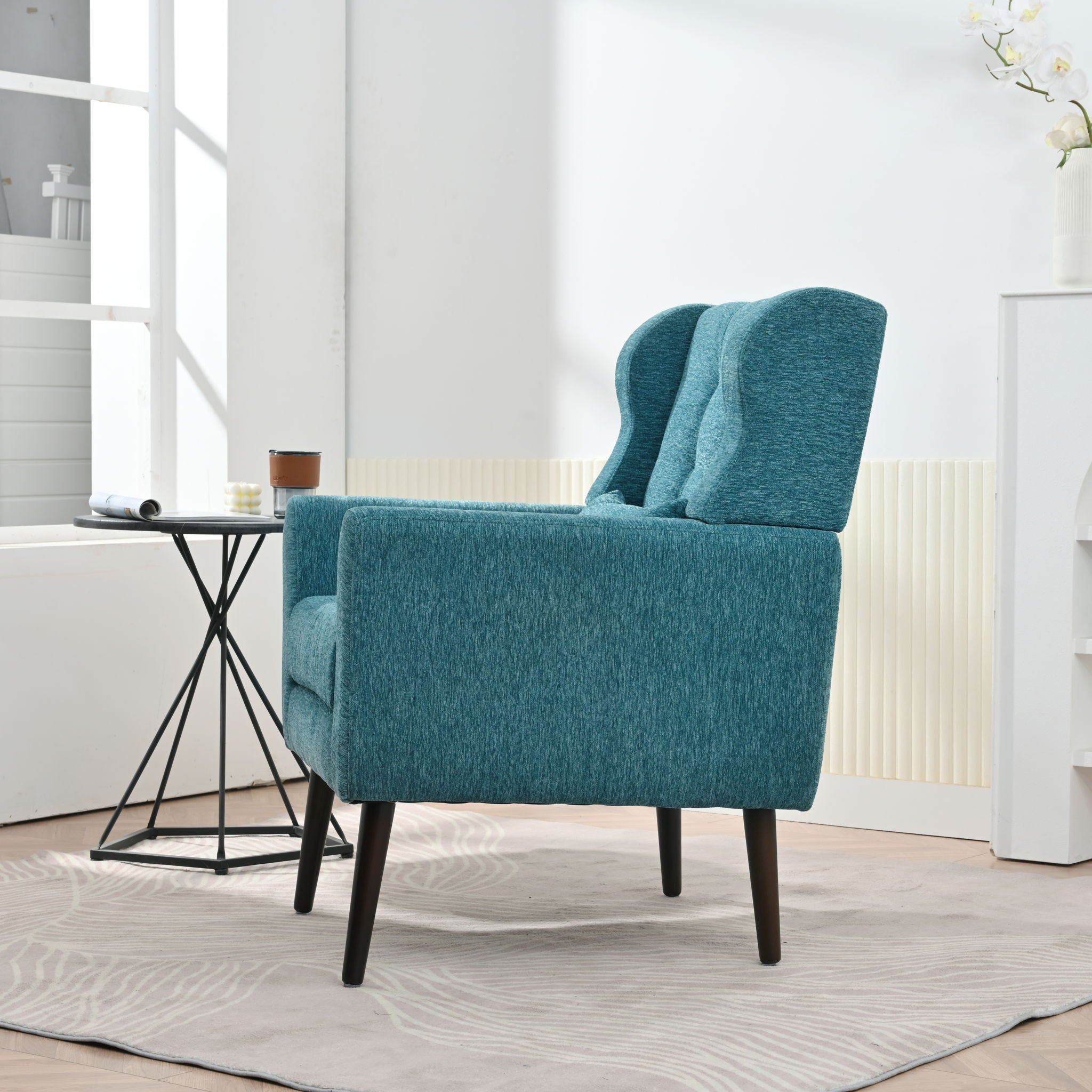 Modern Upholstered Accent Chair Foam Filled Lounge Armchair
