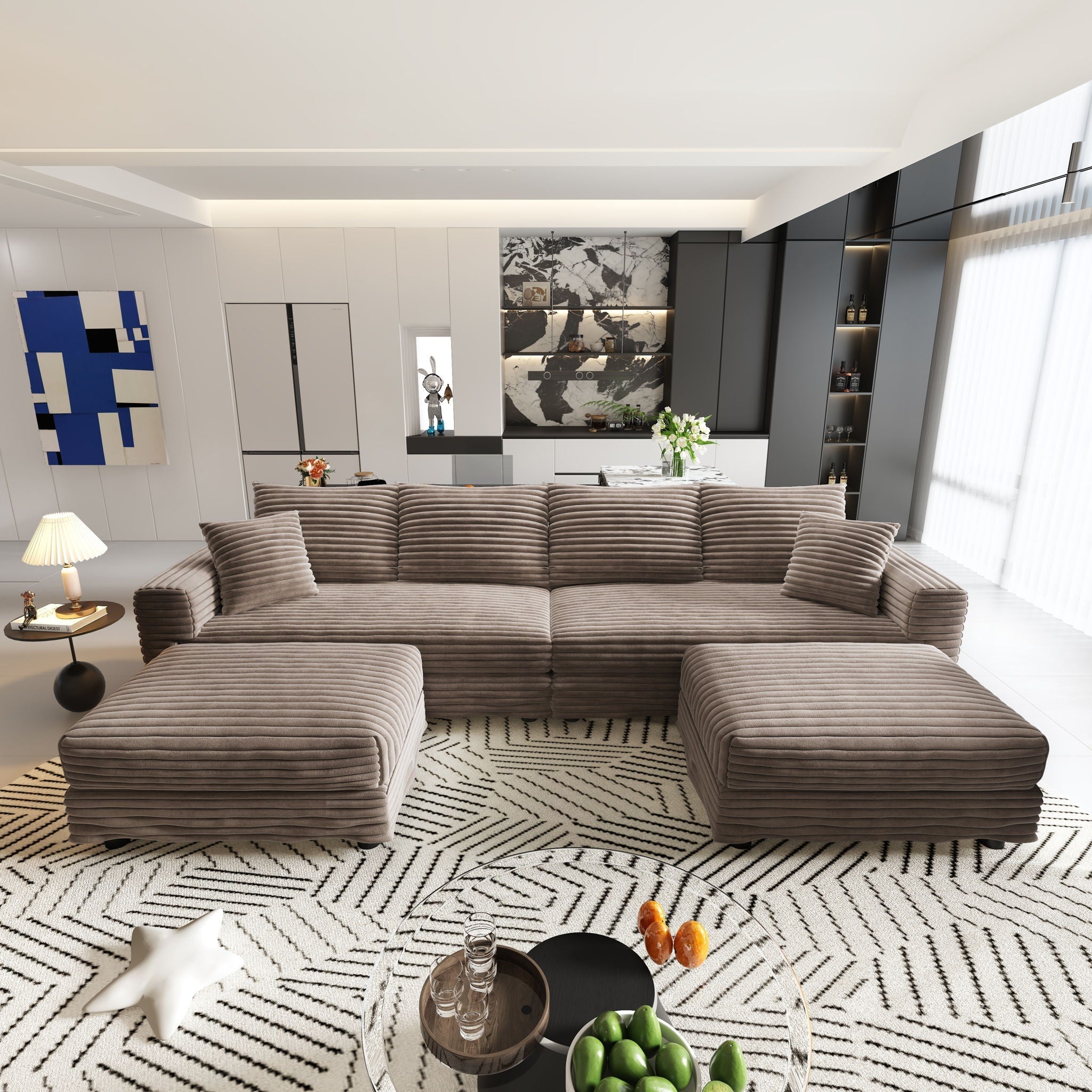 Modern Upholstered Cloud Couch Deep Seat Sofa