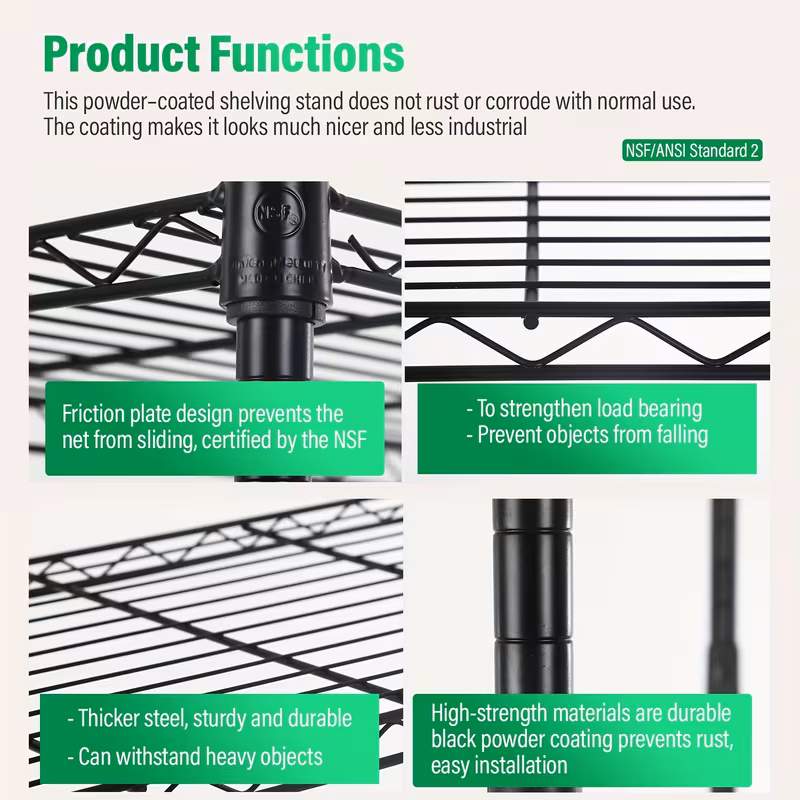 Adjustable Wire Shelving Rack Multi-Tier Storage Organizer